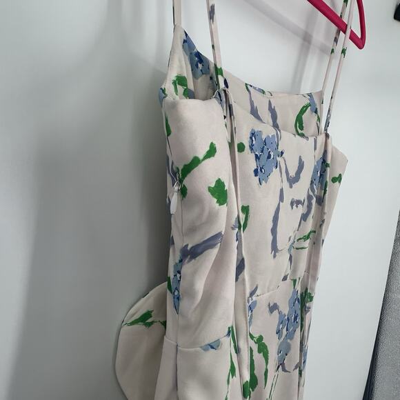 Prabal Gurung x RTR Dress Womens Size 4 Collective Floral Side Ruffle Midi Ivory - Picture 14 of 15